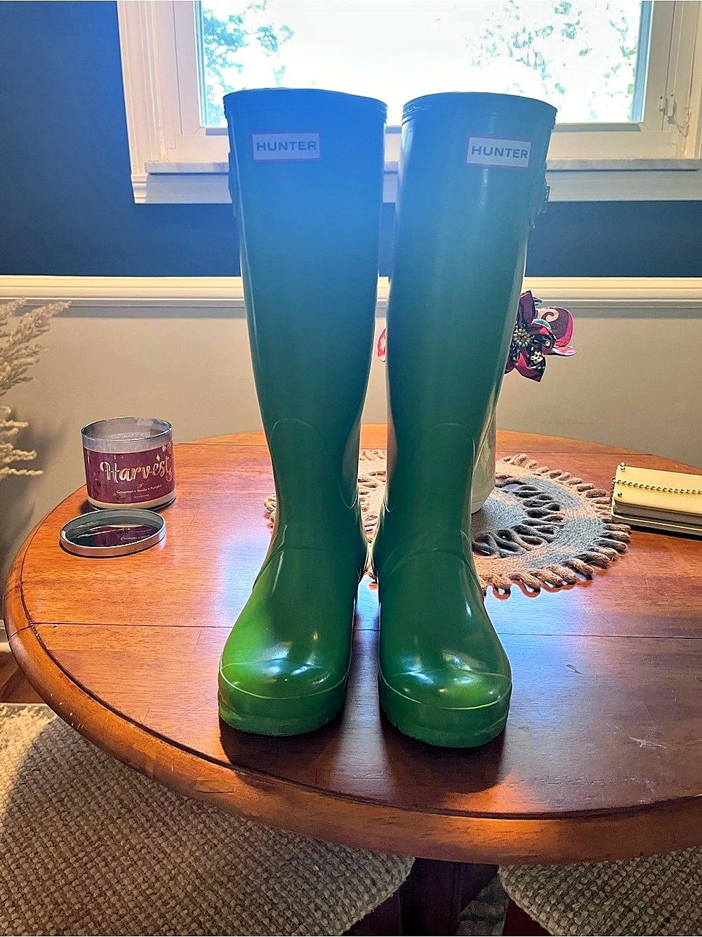 Hunter Original Tall Gloss Rain Boots Green